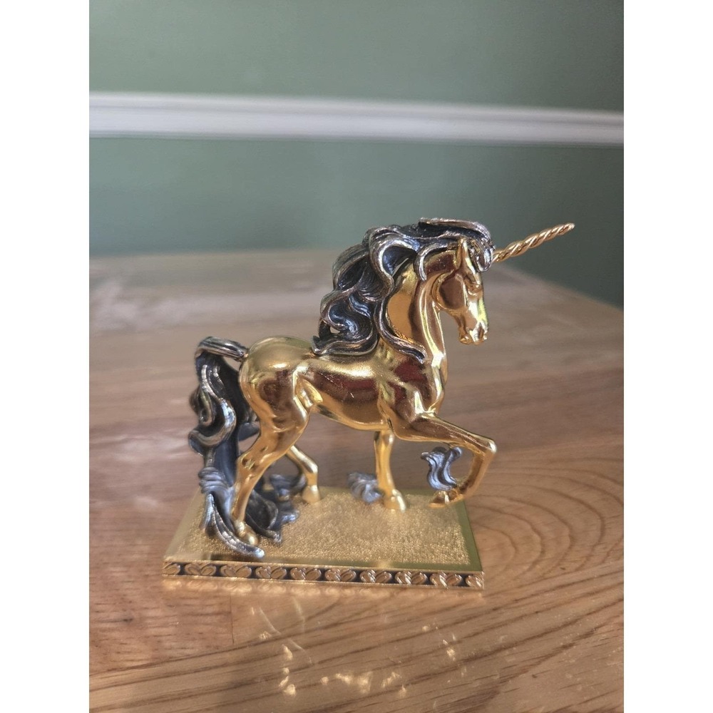 Franklin Mint Unicorn Treasury 1991 Figurine Gold Limited Fantasy Vintage